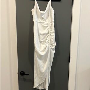 Elegant White Ruched Dress